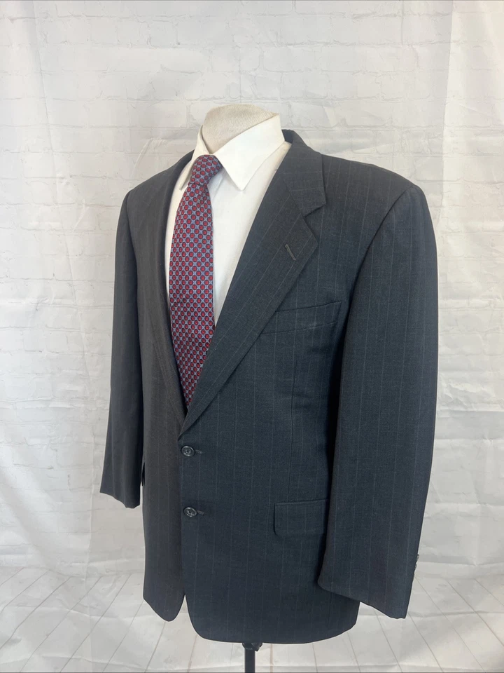 Hickey Freeman Men's Dark Gray Striped Wool Suit 44R 38X28 $1,695 - Image 3 of 4