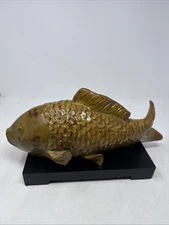16" Resin Koi Fish Statue Figurine Sculpture W Black Base Decor Accent Seaside