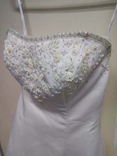 ALFRED ANGELO Wedding Dress Strapless Beaded Train WAIST 76cm SIZE 12 #3122 - Picture 3 of 15