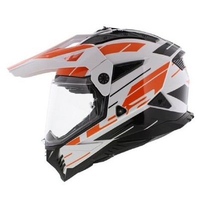 LS2 Adventure Motorrad Helm Pioneer 2 Namib 3X-Large weiß orange Dual Sport