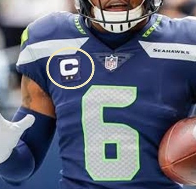2025 NFC CHAMPIONSHIP 2  TWO-STAR (stick-on) SEAHAWKS-BLUE CAPTAIN WHITE-C PATCH