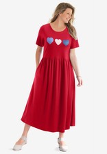 Woman Within Plus Size Short-Sleeve Scoopneck Empire Waist Dress