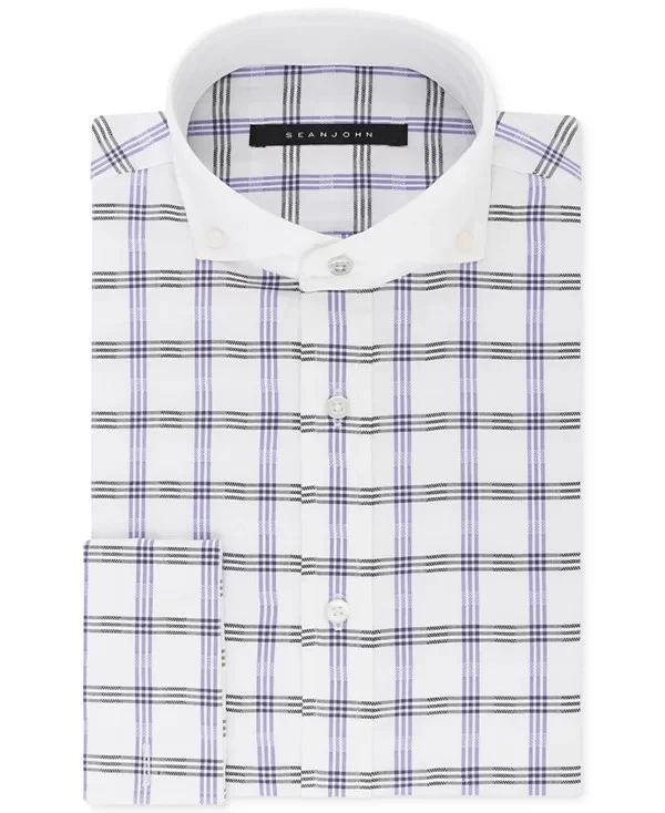 NUEVO CON ETIQUETAS Sean John Cuadros Cuadros 16.5 36/37 Cuello Corte Contraste Puño Francés 48" Foto 2 de 4