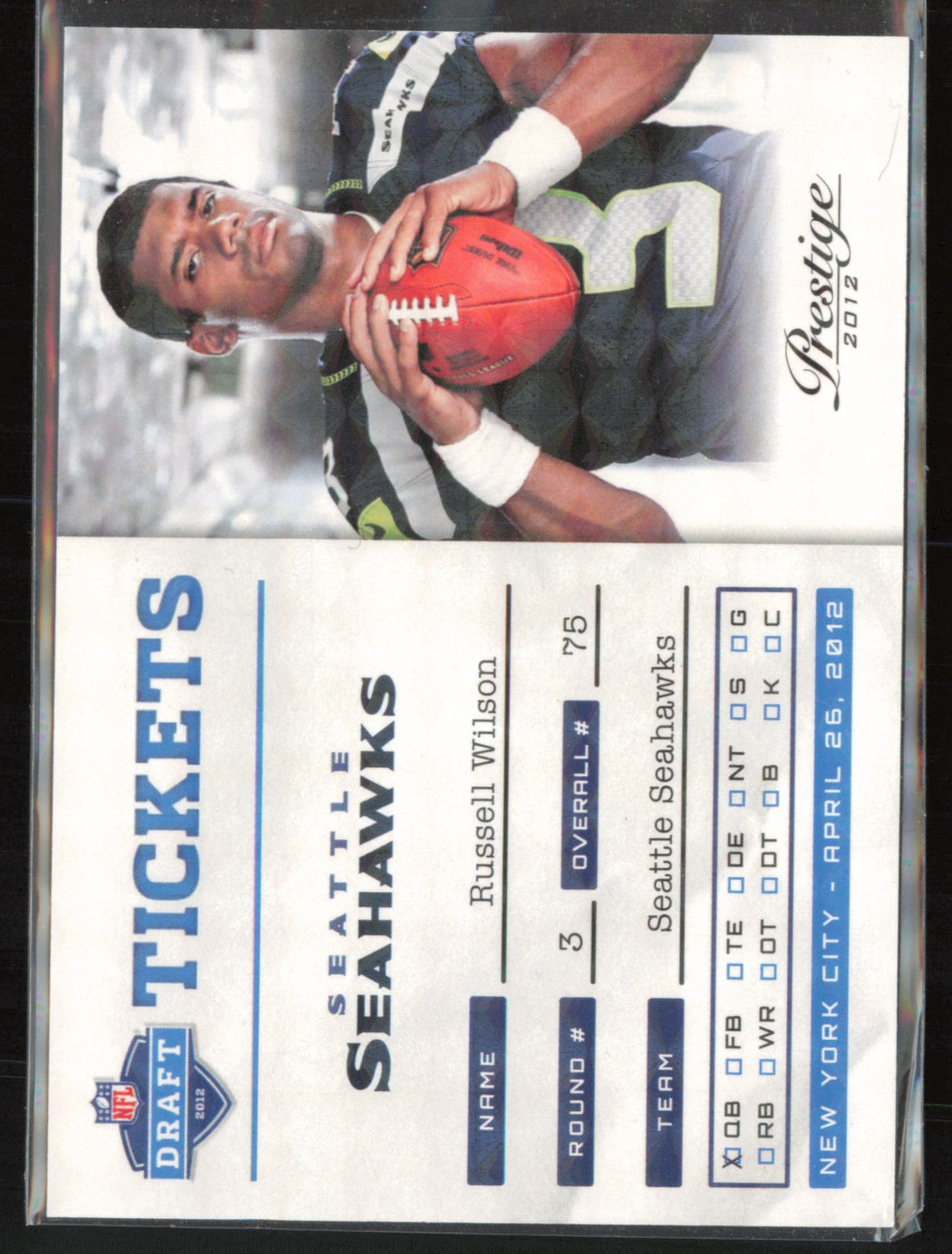 Russell Wilson Panini Prestige NFL Draft Tickets #31 Holokote