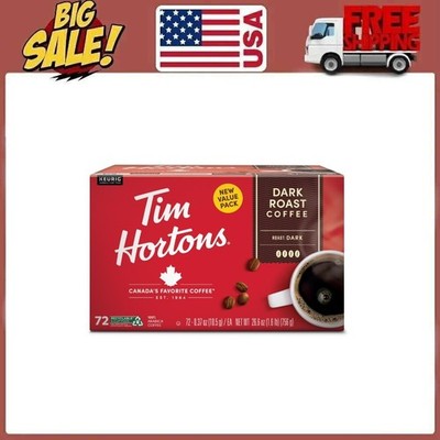 Tim Hortons Dark Roast K-Cup Coffee Pods for Keurig Brewers, Recyclable, 72 Ct