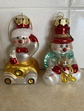 Vintage 2 Piece Set 4 in Snowman Christmas Ornaments