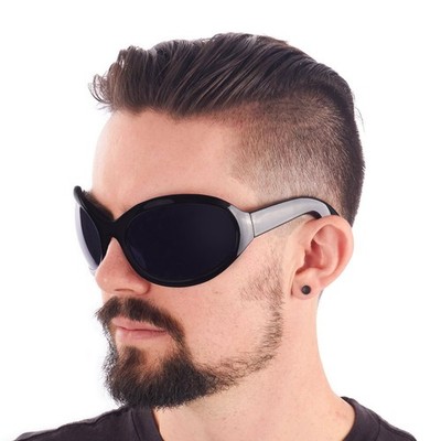 BIG Gothic GOTH INDUSTRIAL Bugeye Bug Eye Bono WRAP Sunglasses Black