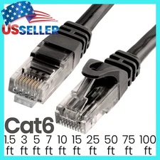 CAT6 Ethernet LAN Network RJ45 Patch Cable Internet Cord Black 1.5FT- 100FT LOT