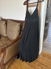 Black Beaded Dress AGB Sz 14 Pleated Flowing Scrappy After 5 Evening — photo 2