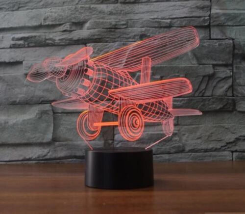 5V Desk Table Lamp Airplane 3D illusion Night Light 7-Color Changing LED Touch A - Picture 1 of 9