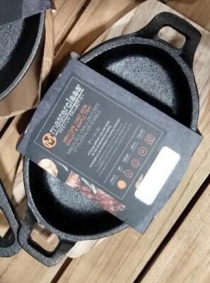 Masterclass MINI OVAL CAST IRON SKILLET & MAPLE TRAY Premium All Stoves 7'' NEW