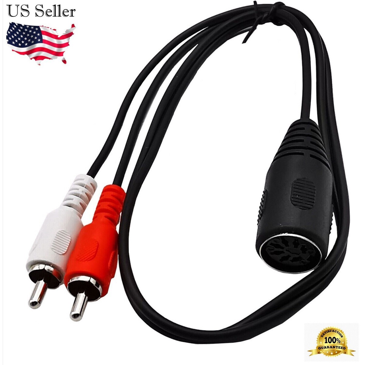 7-Pin 7 PIN DIN Female Jack to 2x RCA Phono Male Plug Audio Cable