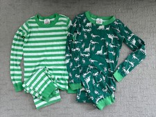 Lot 2 pairs Boy Hanna Andersson Dinosaur Stripe Long Pajamas size 140 10 Green