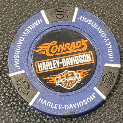 115th Anniversary CONRAD'S HD (ILLINOIS) Harley Davidson Poker Chip (BLUE/BLACK)
