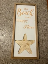 "The Beach Is My Happy Place." Sun And Sea Wall Decor Sign.