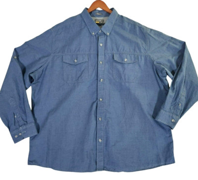 Eddie Bauer Travex Linen Blend Shirt Men's 3XL Blue Button Down Vented