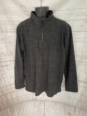 Identic Men's 1/3 Zip Pullover Long Sleeve Black/Gray Size L (52/54)