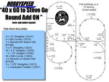 LIONEL FASTRACK 40x60 TO STEVE GO ROUND TRACK LAYOUT CONVERSION ADD-ON-PACK