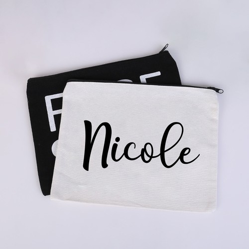Customized Canvas Makeup Bag Bridesmaid Gift Cosmetic Bag Purse Monogram Name