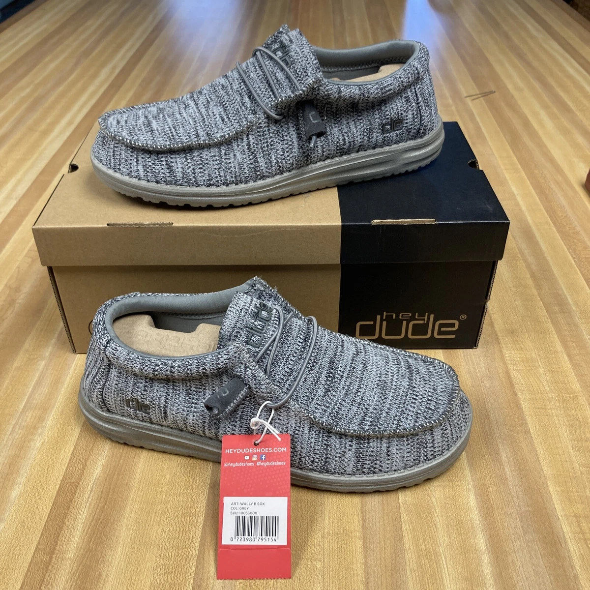 Hey Dude Men s Wally B Sox Grey Size 9
