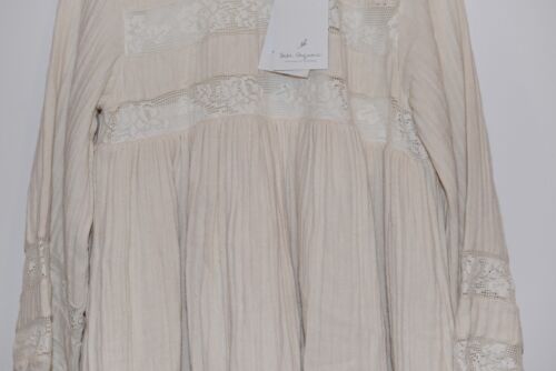 Bebe Organic NWT Cream Rose Dress 100% Organic Cotton Lace Trim Size 12 - Picture 3 of 7