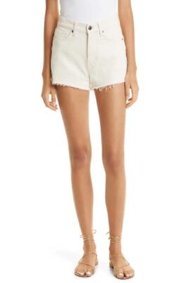 $178 Veronica Beard Timmi Cutoff Denim Shorts in Ecru Size 28