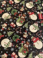 Christmas Snowmen Cotton Fabric Pre Cut New