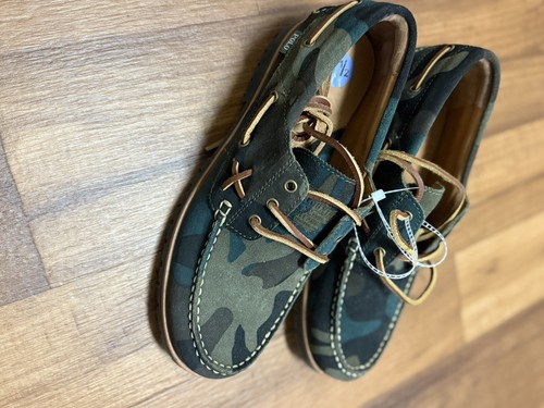 Men's Polo Ralph Lauren Ranger Deck Suede Leather Camo Olive Boat Shoe - Picture 4 of 4