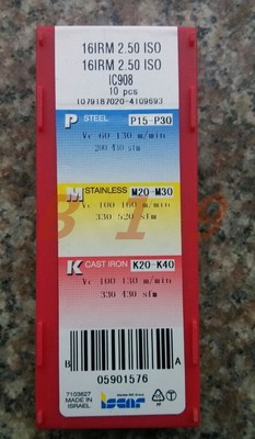 10Pcs NEW- Iscar CNC   16 IRM 2.5 ISO IC908 #W9.