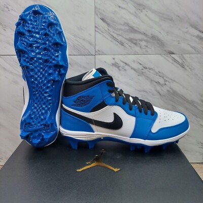 Nike Air Jordan 1 Mid TD Football Cleats Game Royal Blue Mens Size