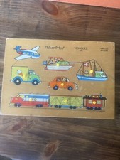 Vintage Fisher-Price Wooden Puzzle 508 Vehicles