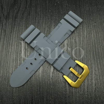 22 MM Replacement Submersible Rubber Watch Band Strap Fits for Movado Gray