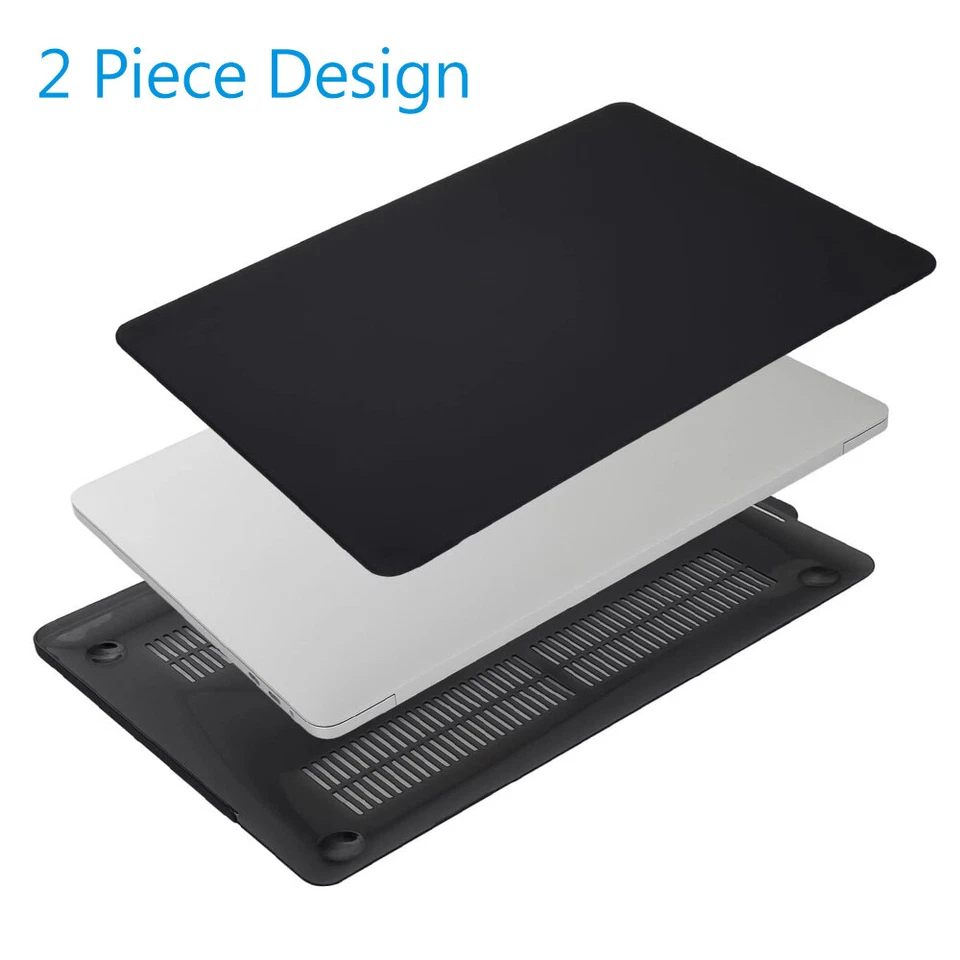  For Apple Macbook Air Pro M1 13.3" 16" Black Rubberized Hard Case Cover Shell  - Image 3 of 4