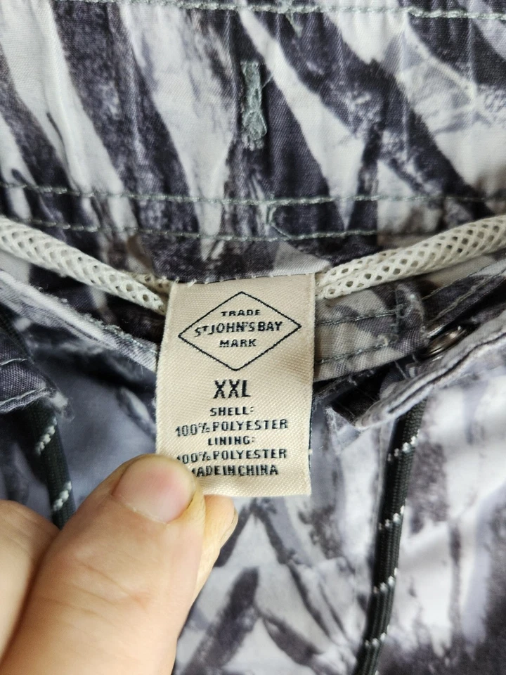 St. John's Bay Mens 2XL Gray Tropical Floral Plaid Board Shorts Swim Trunks - Image 4 of 4