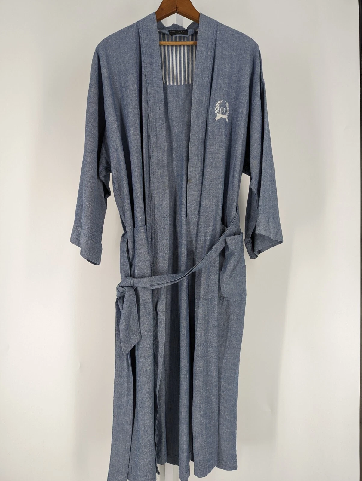 Robe logo brodée Christian Dior denim vintage Chambray ceinture monsieur OS