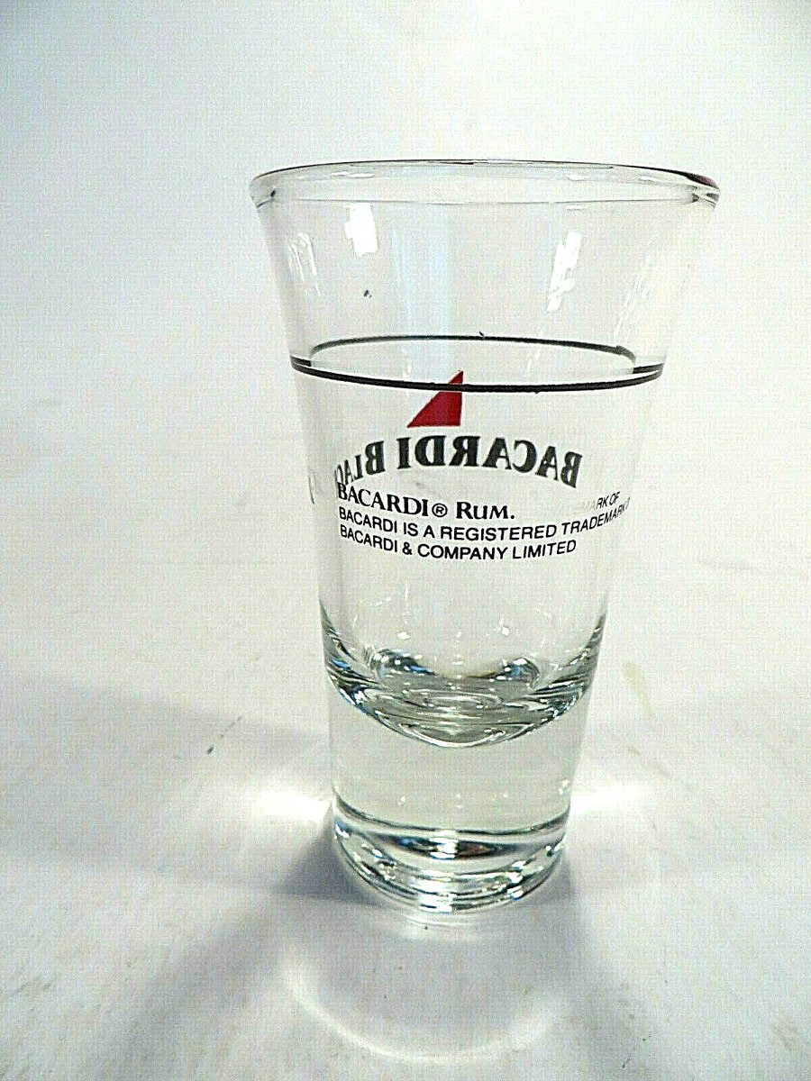 Bacardi Shot Glass Black Rum Tall Clear Glass 2oz | eBay