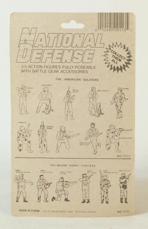 De colección GI Joe Knock off Defensa Nacional Años 80 Dólar General Cardado Raro #2 Foto 2 de 4