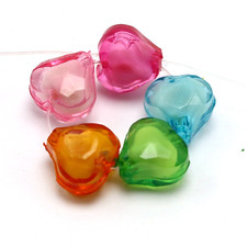 50 Mixed Color Acrylic Faceted Heart Charm Beads 14mm "Bead inside Bead"