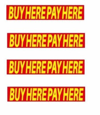 Yellow& Red Adhesive Windshield Slogan Car Dealer Sticker  BUY HERE PAY HERE