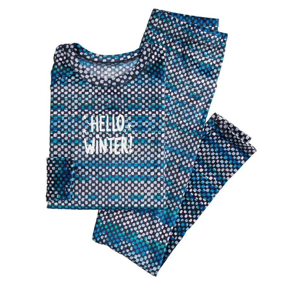 Cuddl Duds Womens Blue Velour Winter Loungewear Pajama 2 Pc Sets Sz S New - Image 2 of 4