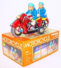 China MF-162 POLICE OFFICER DUO On MOTORCYCLE Friction Tin Toy MIB 78 TOP RARE 