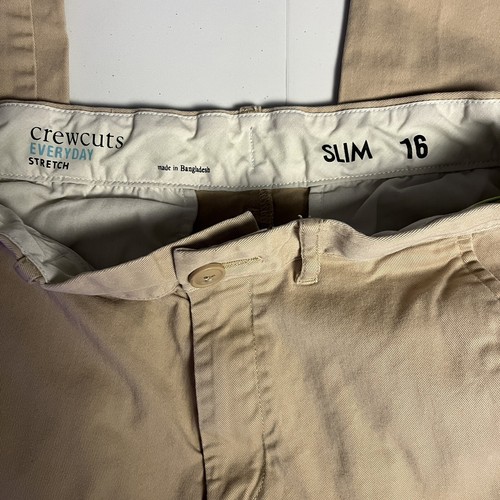 Crewcuts Boys 16 Khaki Stretch Casual Slim Pocket Tan Brown Waist Pants Trousers - Picture 8 of 8