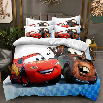 Cars Mcqueen Kids' Bedding Set PCS Quilt Duvet Cover Dorm Single