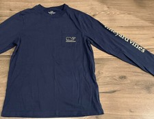 VINEYARD VINES WHALE LOGO T SHIRT CHILD SIZE L 16 NAVY FIREWORKS LONG SLEEVE