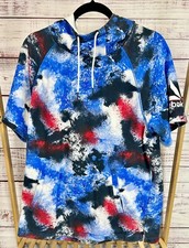 Mens Reebok Short Sleeve  FT Hoodie, Red, White and Blue, Americana Sz Medium