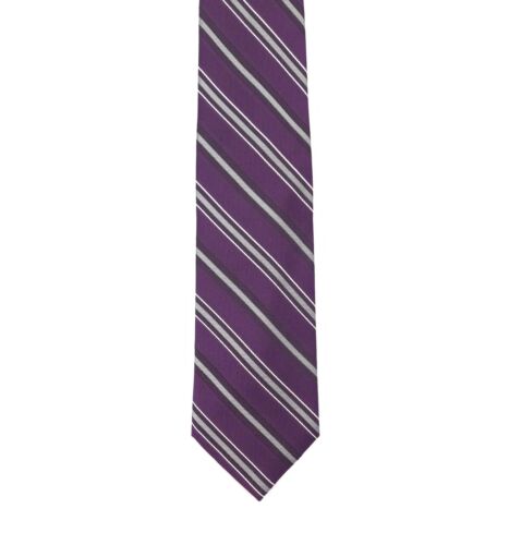 Jos. A. Bank Signature Collection Tie Purple Gray Striped 100% Silk L 59" NWT - Picture 2 of 8