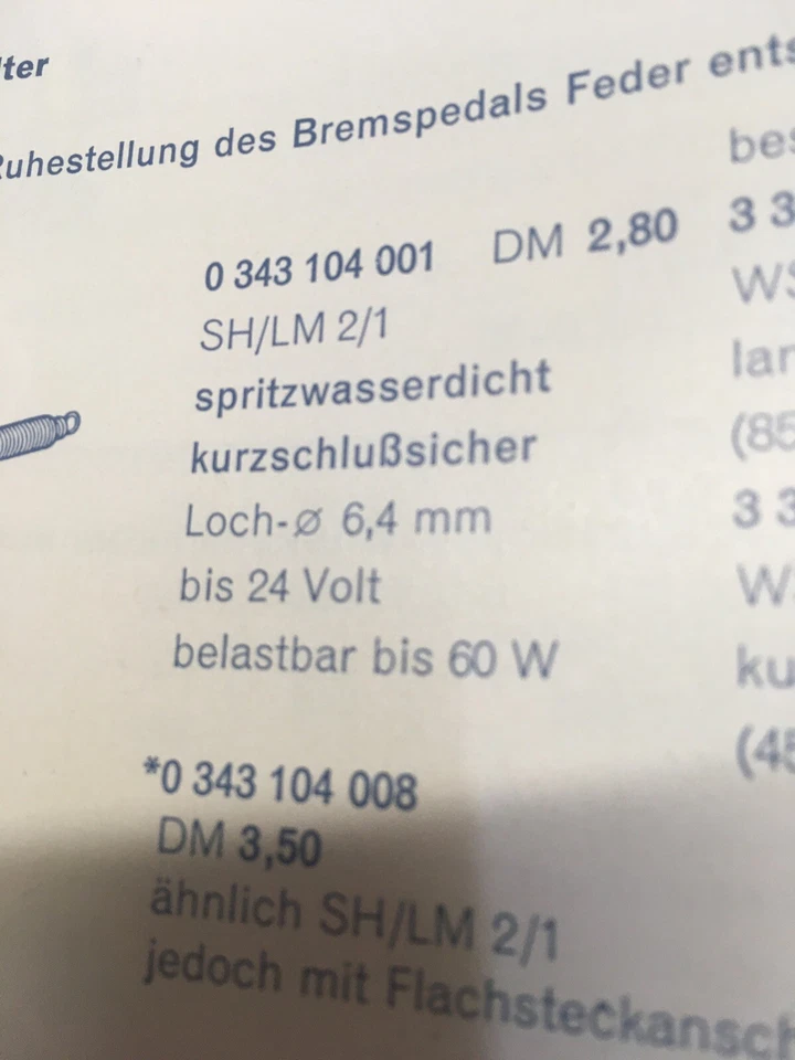 Interruptor de luz de freno mecánico NOS 1 50+60 años Opel Bmw Dkw Mercedes Benz. Foto 4 de 4