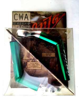 Rare NOS NIB Vintage ONZA CWA ALU Anodized Green Bar Ends Pair +