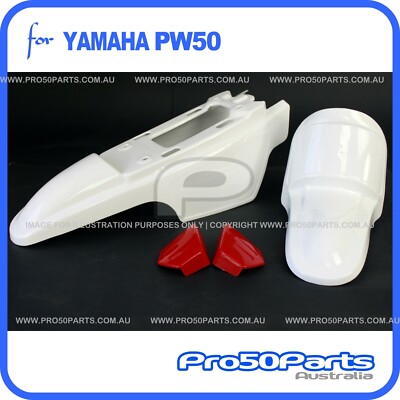 Yamaha PW50 Peewee 50 White Red Fender Cover & Tank + Red Seat +