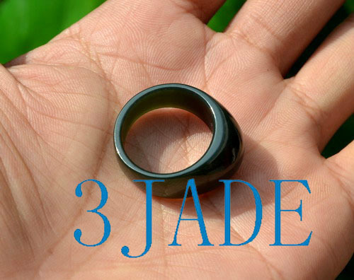 19.2mm Natural Green Nephrite Jade Gemstone Ring Wedding Jewelry, US Size 10 - Picture 4 of 8
